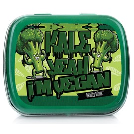Gears Out Kale Yeah I’m Vegan Mints Funny Gag for Friends Silly Stocking Stuffers for Vegans Wintergreen Breath Mints Weird Secret Santa for Women Men Vegan Basket Ideas Kale