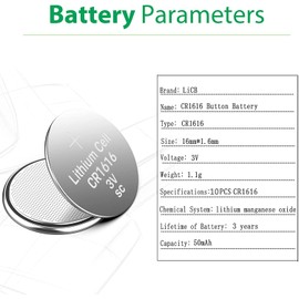 LiCB 10 Pack CR1616 3V Lithium Battery CR 1616