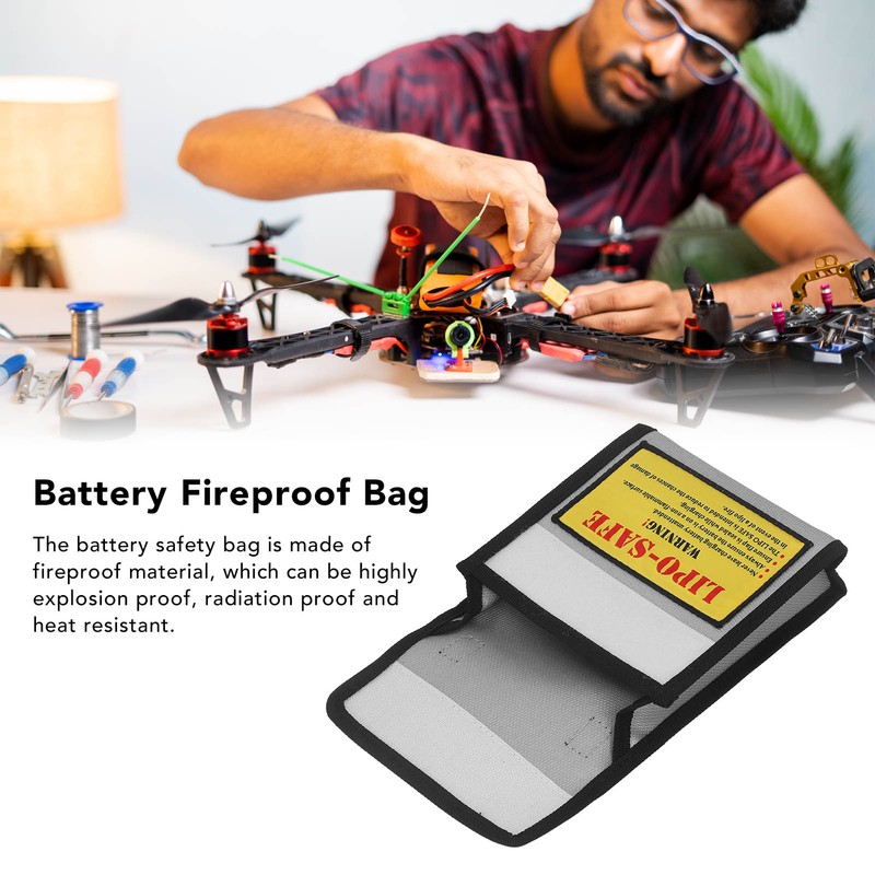 Lipo Battery Safety Bag Grey Fireproof Explosion Proof Battery Guard