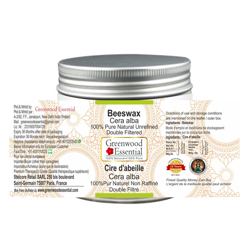 Greenwood Essential Pure Beeswax (Cera alba) 100% Natural Therapeutic Grade