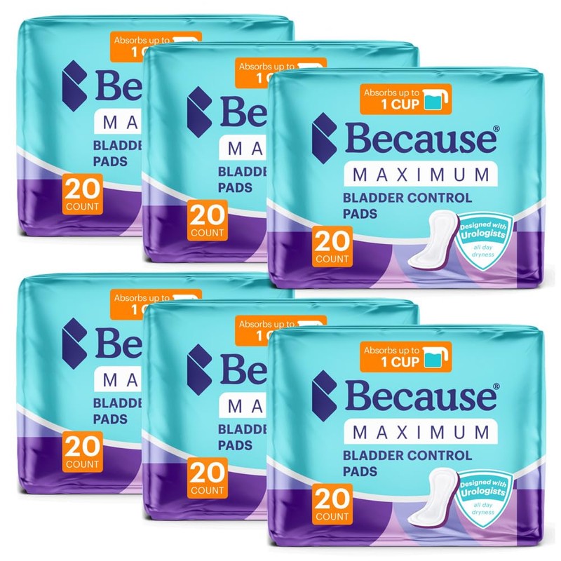 Because Incontinence Pads for Women – Maximum Absorbency for Moderate