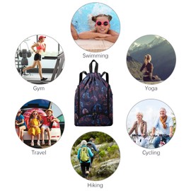 FAVORTALK Waterproof Bags for Swimming Dry-Wet Separation Drawstring Bags for School Travel Shopping Yoga Beach Large Capacity String Backpack Water-Resistant Draw String Gym Bag for Women - D29079
