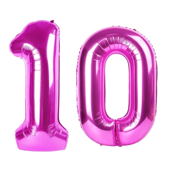 40 Inch Large 10 Balloon Numbers Rose Purple Big Foil