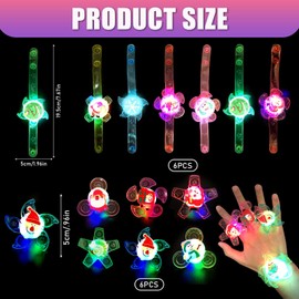 TaimeiMao Set of 12 LED Bracelets, Children's Bracelet & Ring, Light Bracelets, Flash Light Bracelet, Small Light Toy, Children for Christmas, Celebrations, New Year Party, Birthday, Party