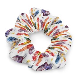 Scrunchies for Women Elastic Hair Ties Hair Scrunchies comfortable Watercolor Rooster And Chicken soft Scrunchies Accessories