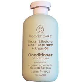 Brillo & Nutrición: Acondicionador de Cabello con Aceite de Argán, Manteca de Karité, Cacao y Sábila PocketCare Acondicionardor para pelo orgánico, 325ml (Acondicionador, Aloe vera)