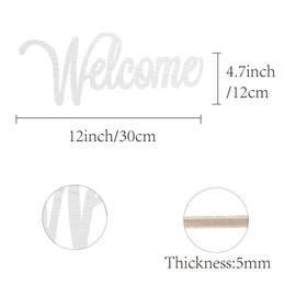 CREATCABIN Welcome Sign Wooden Wall Decor Art Cutout Laser Cut Unfinished Letters Word Decorative DIY for Home Apartment Kitchen Front Door Party Farmhouse Porch Decoration 11.81 x 4.72 Inch(White)