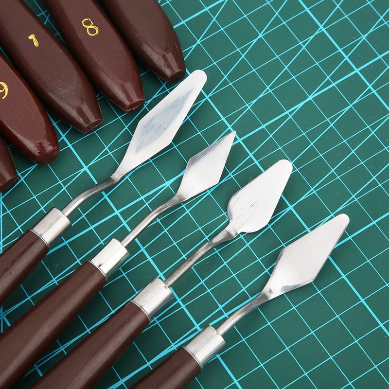 18Pcs Paint Scraper Knife Exquisite Plastic Handle Oil Painting Tool