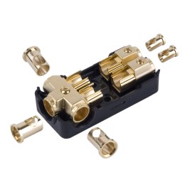 XSCORPION AGU FUSE GOLD DISTRIBUTION BLOCK (3) 2/4 GA IN TWO 4/8 GAUGE AWG OUT 12 VOLT USA
