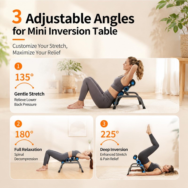 Flexella Mini Inversion Table, Spinal Decompression Table Rollers
