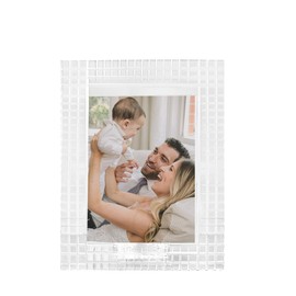 DONOUCLS Crystal Wedding Frame 5x7Inch of Keepsake Photo Frames, Crystal Picture Frames with Embossed Design, Tabletop Display Decor Frame(Fit 5x7 Max Photos), Comes with Gift Box