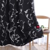 BUHUA Black Blackout Window Curtains Thermal Insulated Silver Vine Print