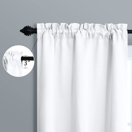 Mrs.Naturall Bathroom Window Curtains,2 Panels Microfiber Short Blackout Curtains for Bedroom,34 x 30 Inch Length,White