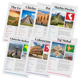 Quarterhouse 7 Poster 7 Wonders of the World Set, Social Studies Classroom Learning Materials for K-12 Students and Teachers, 12 x 18 Inches, Made in USA