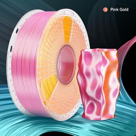 SUNLU PLA Rainbow Filament Silk PLA+ Rainbow Filament 3D Printer Filament Multicolor 3D Printer Filament for Easter, Christmas & Small Business (Smooth Color Change 8m/Color, 1kg 330m:_Dual-Color | Pink+Gold
