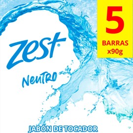 Jabón Neutro Suave Zest 90g – Pack de 5 barras, hidratación y frescura