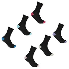 Style It Up 6 Pairs Soft Bamboo Socks Ladies 4-7, Loose Fit Gentle Socks Grip Coloured Heel and Toe (6 Pairs, UK 4-7)