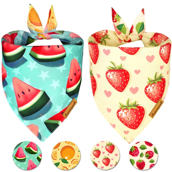 Raisingwell New Summer Fruit Dog Bandanas 2 Pack 4 Pattern