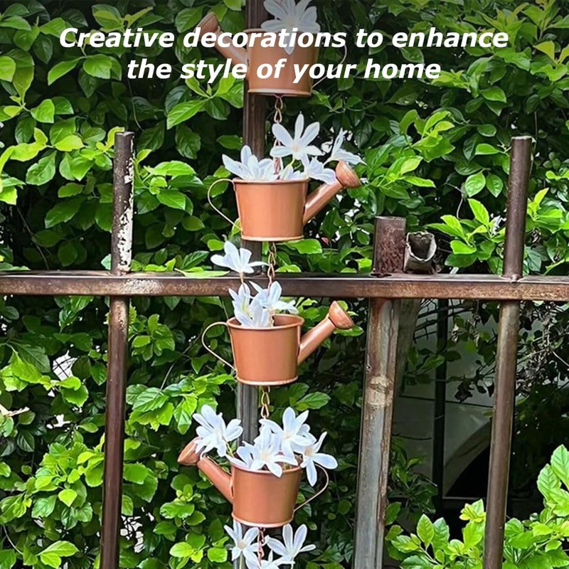 Rain Chains,Kettle Wind Chimes,Rainwater Catcher,Flower Pot Rain Chain,Garden Ornaments,Wind Chimes