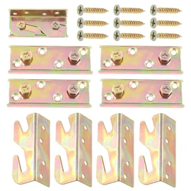Swpeet 40Pcs 4 Inch Bed Rail Brackets Tool Set, 4 Pair of Heavy Duty Non-Mortise Bed Frame Connectors Wooden Bed Rail Fasteners with 32Pcs Screws, Bed Rail Fittings for Headboards Footboards