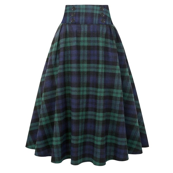 IDEALSANXUN Plaid Skirt for Womens High Waist Aline Pleated Midi