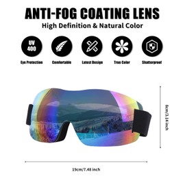 Gukasxi Ski Goggles Motorcycle Goggles Anti Fog UV Protective Goggles with Double Lens Foam Padding for Outdoor Activities Skiing Cycling Snowboard Hiking Eye Protection (Colour)