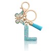 MORSUNBELA Keychain Initial Keyring Letter Key Ring L Blue Butterfly