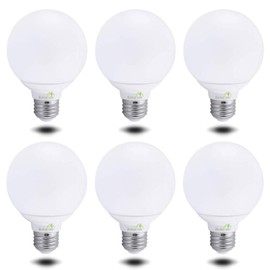 6 Pack Bioluz Dimmable Globe LED G25 Bulbs, 40 Watt Replacement (Uses 6 Watts), Warm White (2700K), 450 Lumens UL Listed - Dimming Light Bulbs for Bathroom, Soft White LED Filament Lights
