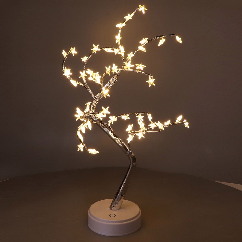 Tabletop Bonsai Tree Lamp Adjustable Safe Touch Switch Night Light