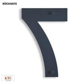 KTC-HOME - Premium House Number Anthracite Including Mounting Material - Powder Coated - Arial - Height 20 cm - RAL 7016 - Rustproof & Weatherproof House Number Plate - House Number 7 -