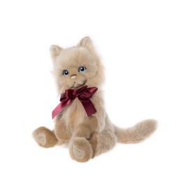 Charlie Bears Kingswood Teddy Bear Beige Plush Cat with Bow, 36cm, Soft Toy for Ages 3+