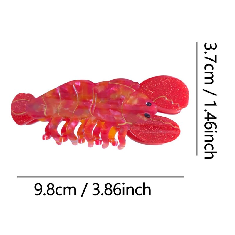 Cute Ocean Red Lobster Hair Clips,Novelty Acetate Lobster Claw Clip