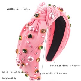 scicent Bride Headband Fashion Wide Knotted Head Band for Women Crystal Rhinestone Embellished Hair Bands Non-Slip Hair Hoops Funny Gifts for Girls Sister - 25709