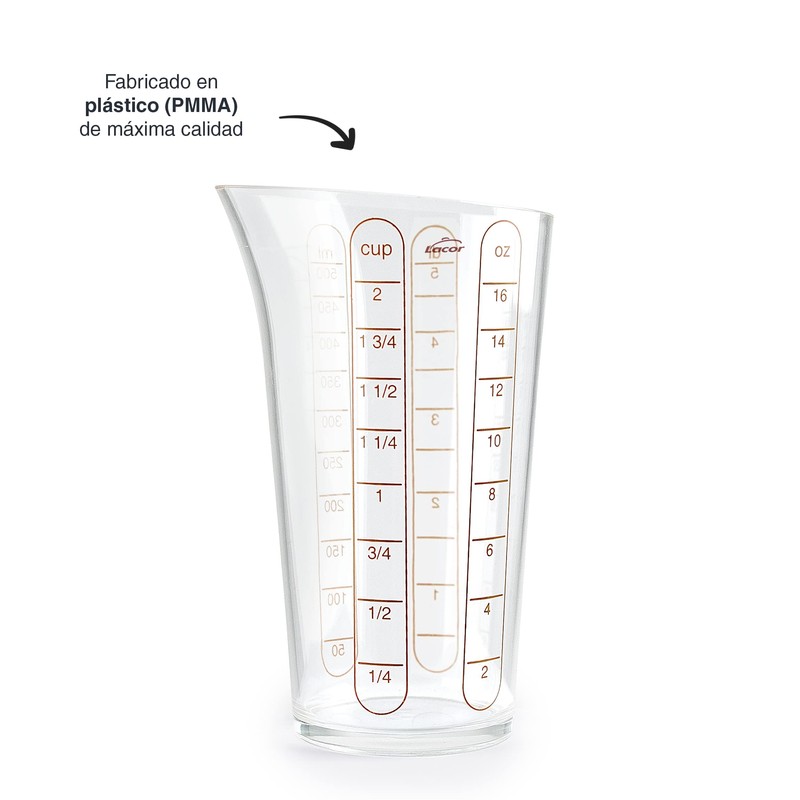Lacor - 67075 - Basic-Messbecher, Behälter mit Maßen, Flüssigkeitsmesser, Kunststoff,