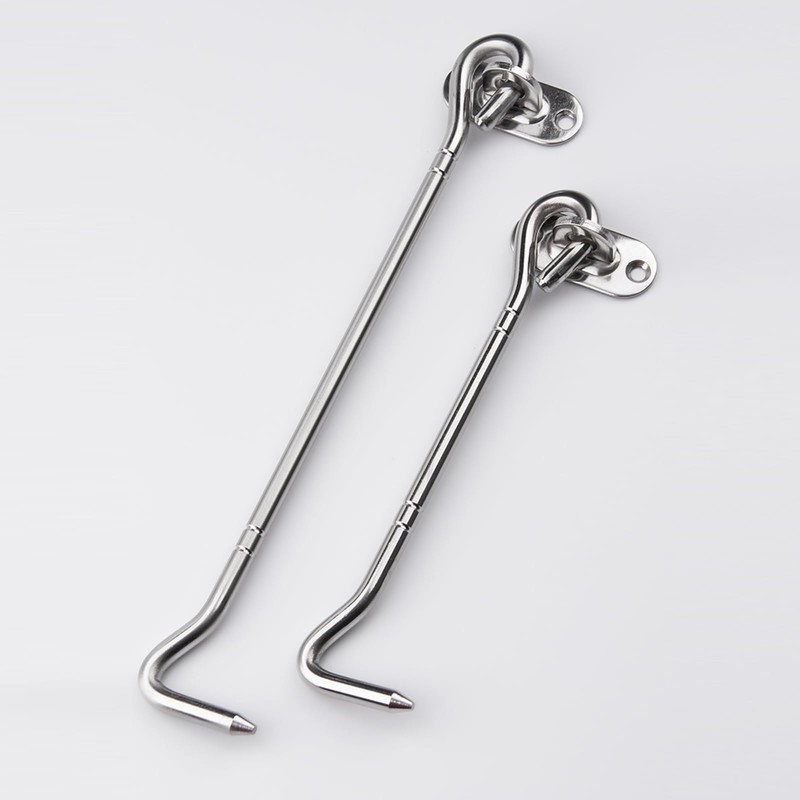 Hook and Eye Latch 8 Inch Silver Cabin Hook Outside
