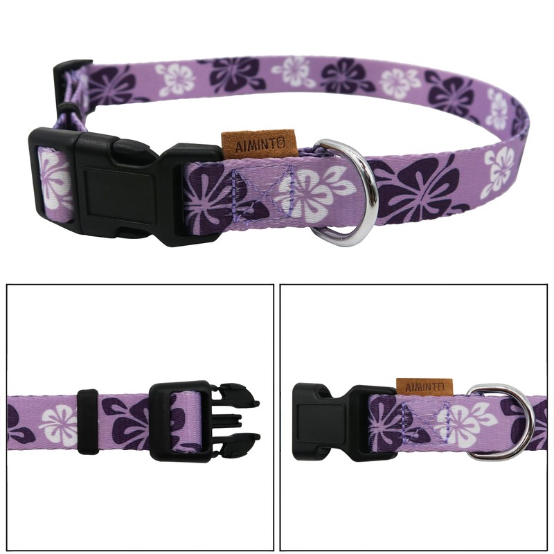Aiminto Dog Collar, Cute Floral Pattern, Soft and Adjustable Collar