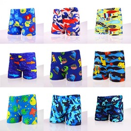 A81 Plus Size Cartoon Kids/Baby Boy's Swim Trunks Boxer Shorts Lake Blue Camouflage Trunks + L 10ea