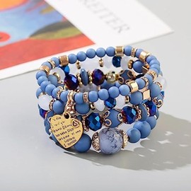 Stocking Stuffers Holiday Outfits for Women 2024 Boho Bracelets for Women Beaded Bracelets Boho Jewelry Turquoise Bracelets Boho Colorful Bracelets Stackable Bracelets Stretch Bracelets Trendy Summer Jewelry