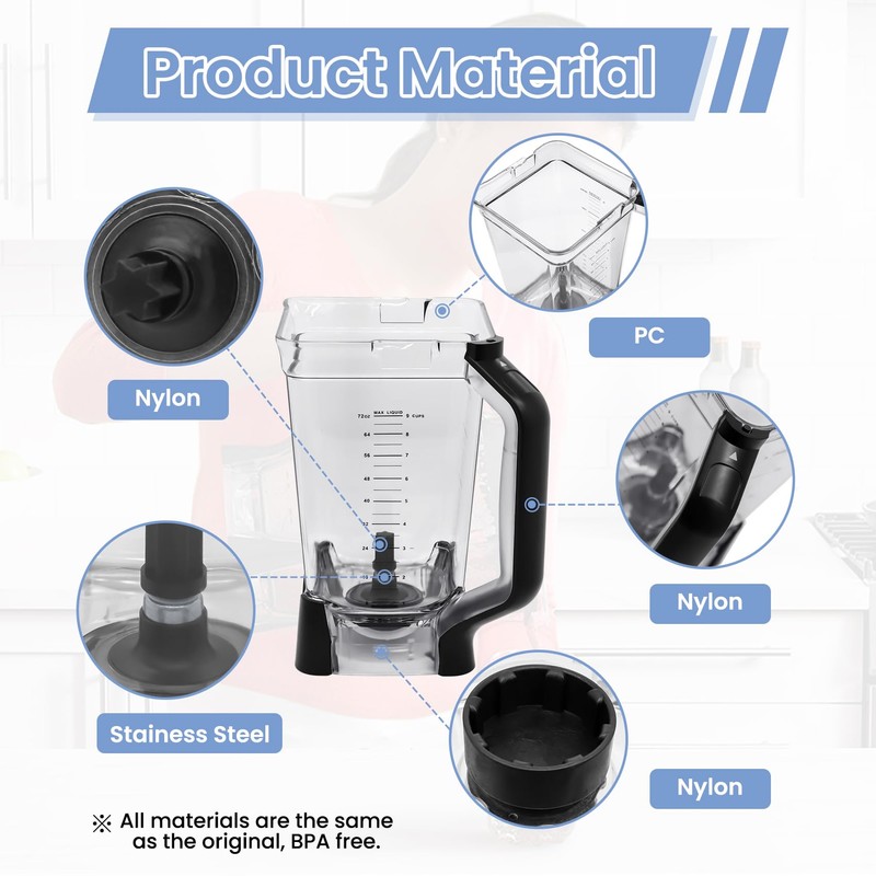 WARDFYT 72 oz XL Pitcher Replacement Compatible with Ninja BL660