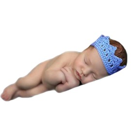Baby Photography Props Boy Girl Photo Shoot Outfits Newborn Crochet Costume Infant Knitted Headdress Crown (Blue)