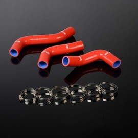PIT66 Silicone Radiator Hose Kit,Compatible with 1989-1993 Mazda Roadstar Miata MX-5 NA6CE B6ZE 1.6L Red with Clamps