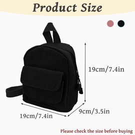 WisePoint Women Backpack, Corduroy Women's Fashion Backpacks Small Backpacks for Women and Girls, Stylish Mini Backpack Purse for Shopping, Traveling, Camping, Dating, Working (black)