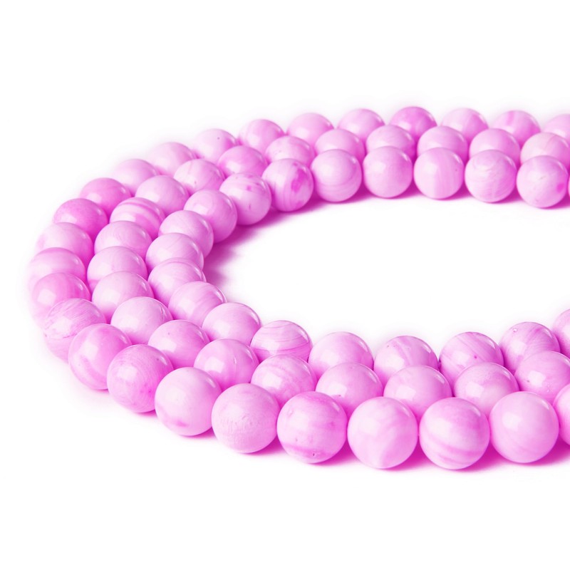 35 piezas de cuentas de jaspe de concha rosa natural