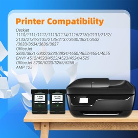 Remanufactured 63XL Ink Cartridges Replacement for HP Ink 63 XL Black Compatible with OfficeJet 3830 4630 4650 4655 5252 5255 5258 Envy 4520 4512 DeskJet 1112 2130 Printer (Black,2 Pack)