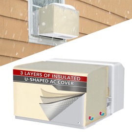 20"L x 13.5"H x 12.5"D Outdoor Window Air Conditioner Cover Compatible with Midea U-Shaped Air Conditioner 8000/10000/120000 BTU, 3 Layers Insulation AC Cover, Air Conditioner Covers Outside, Beige