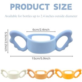 4Pack Bottle Handles Compatible with Boon Nursh Reusable Silicone Pouch Bottles, Cute Wing Design, Silicone Bottle Holder for Easy Grip, Quick Install