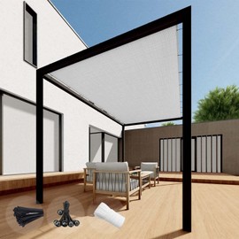 SunnyRoyal 10'x12' Sun Shade Sail Straight Edge with Grommets Rectangle Heavy Duty Canopy Shade Cover UV Block Fabric Cloth Screen for Outdoor Patio Carport Backyard (Ligjht Gray)