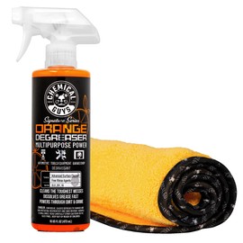 Chemical Guys Orange Degreaser 16 oz - with Professional Grade Microfiber Towel - Heavy Duty Cleaning Kit for Engines, Wheels, Tires, & More - Powerful Citrus Formula Removes Grease & Grime