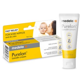 Medela Purelan Lanolin Nipple Cream, Fast Relief for Sore Nipples & Dry Skin During Breastfeeding, Safe for Breastfeeding Baby, Natural, Hypoallergenic, Fragrance-Free, 37g