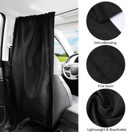 Car Divider Privacy Curtains Sun Shade Side Window Covers, Black Car Window Cover Detachable Car Seat Partition Curtain Car Camping Curtains Privacy Protection Curtains for SUV and General Vehicles